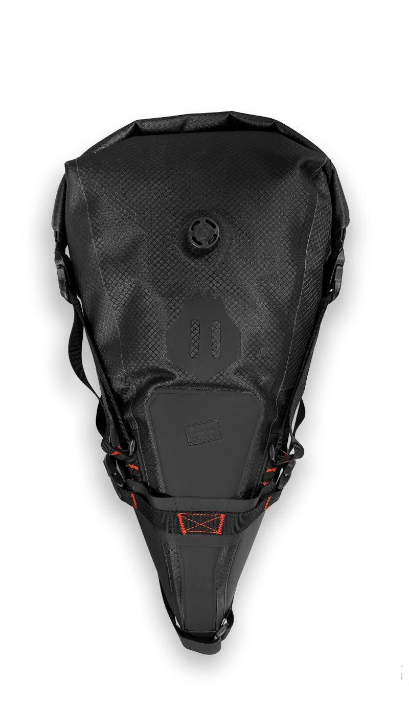 USWE Roll-Top Saddle Bag Black with 8L Capacity - Waterproof Powersports Gear Storage