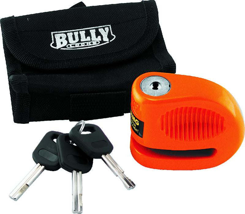 BikeMaster Bully Lock Disc Orange with Pouch - 5.5mm Security Lock for Motorcycles