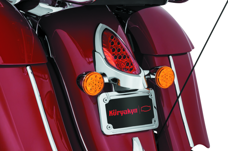 Kuryakyn LED Curved License Plate Frame for Indian Motorcycles - Chrome, Part 5699