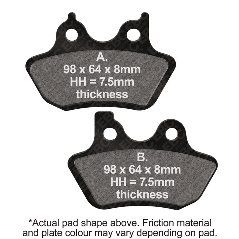 EBC Powersports FA400 Organic Brake Pads for Harley-Davidson Sportster XLH 883 Front & Rear