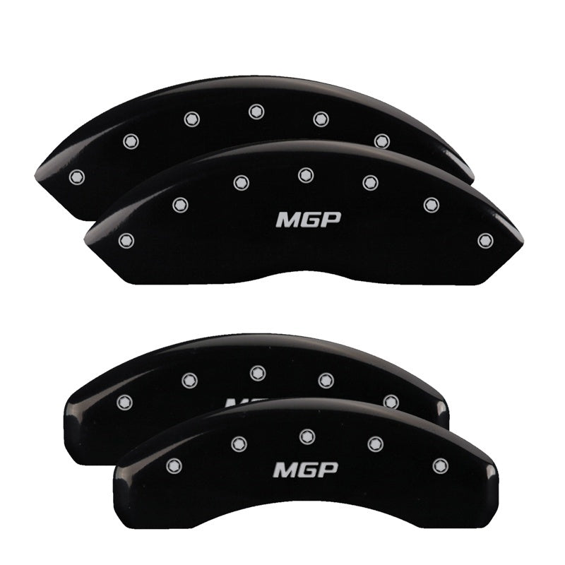 MGP 4 Caliper Covers for Jeep Wrangler 2018-2021 Black Finish with Silver Engraving