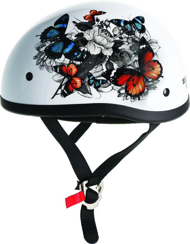 Bikers Choice Skid Lids White Rose Original Helmet - Medium