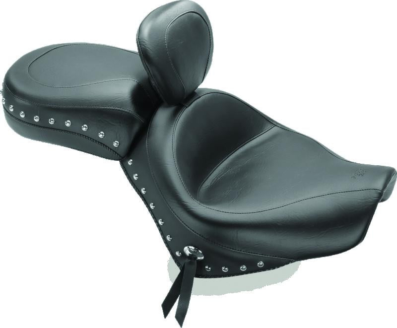 Mustang Motorcycle 97-13 Harley-Davidson FL Touring Saddlebag Lid Covers Pair - Deluxe Black with Grey Stitching
