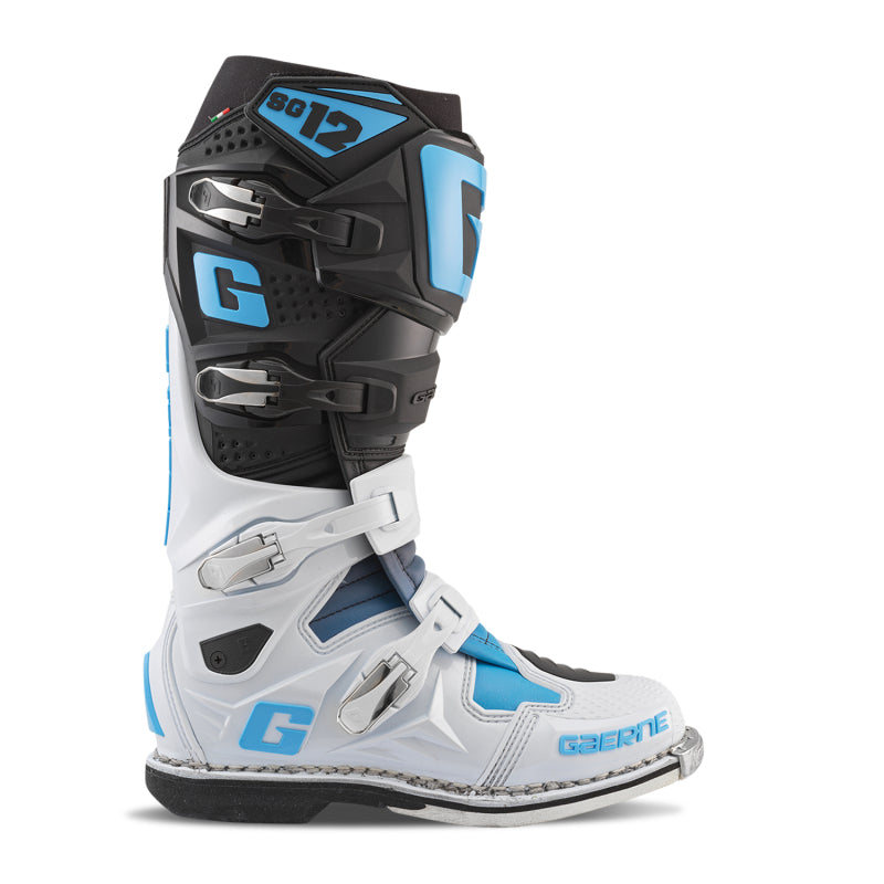 Gaerne SG12 Limited Edition Motocross Boot Size 12 - Black, White & Carolina Blue