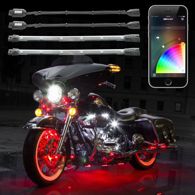 XKGLOW XKCHROME LED Accent Light Kit for Motorcycle and ATV with Smartphone App Control