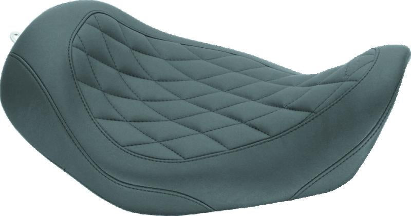 Mustang Motorcycle 06-17 Harley Dyna Wide Tripper Solo Seat with Diamond Stitch - Black