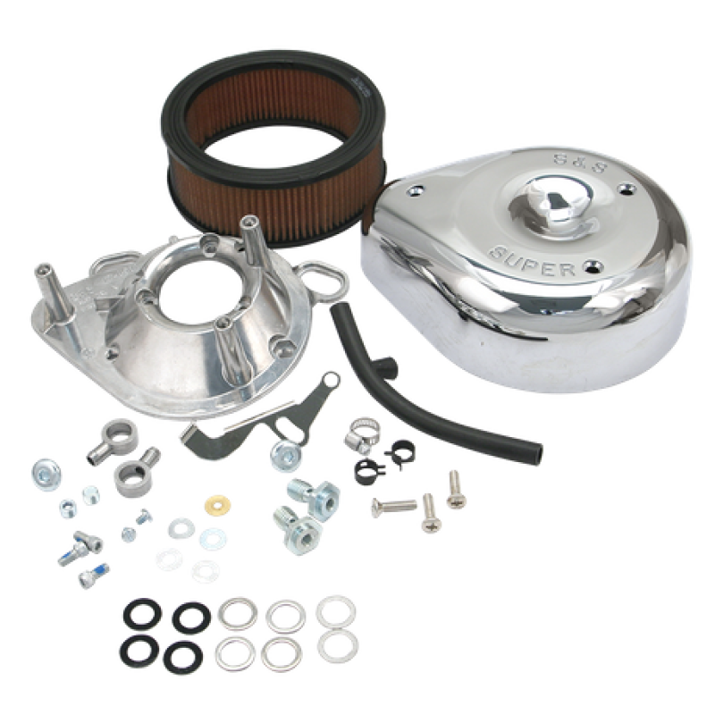 S&S Cycle Teardrop Air Cleaner Kit for S&S Super E and G Carburetors on Harley Davidson Big Twins and Sportsters