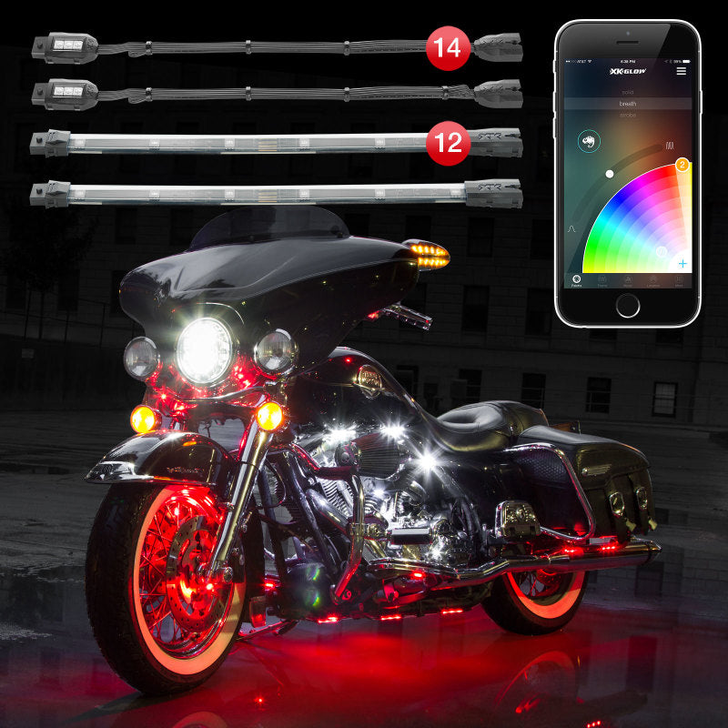 XKGLOW XKchrome Motorcycle LED Accent Light Kit with Smart Bluetooth Control