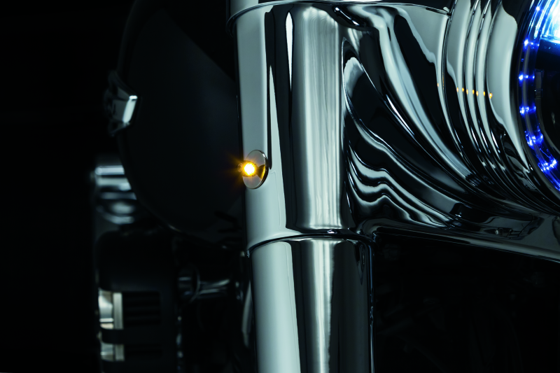 Kuryakyn Kellermann Atto Clear Lens Amber Lights in Satin Black – Compact, High-Visibility Motorcycle Lighting