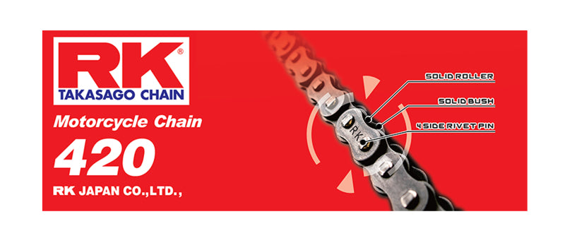 RK Chain RK-M 420-76 Powersports Chain with Quad-Riveted Pins and Special Coating