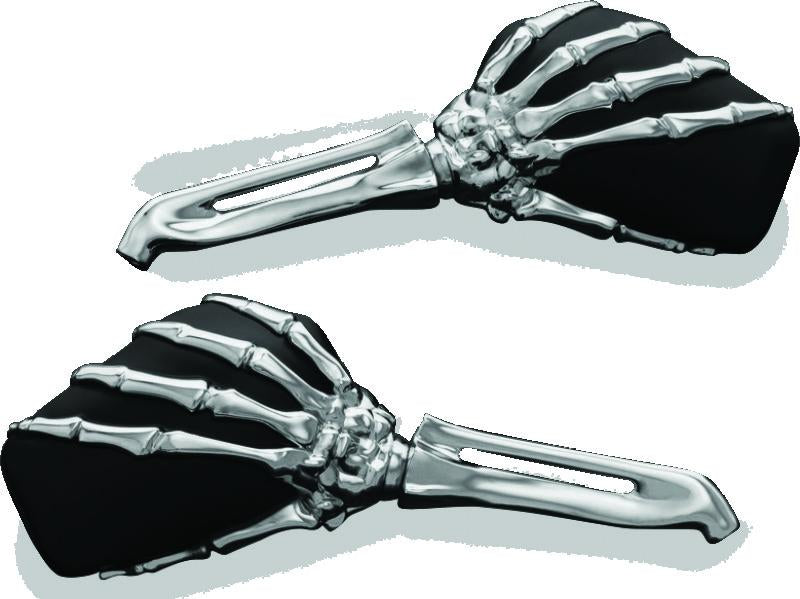 Kuryakyn Skeleton Hand Mirrors Chrome/Black – Unique Powersports Mirror Accessory
