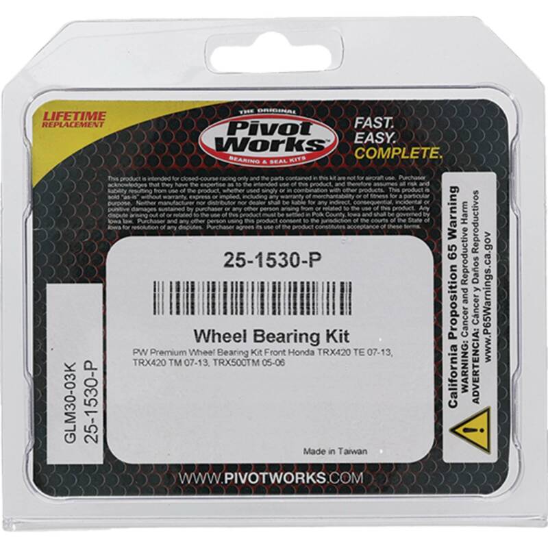 Pivot Works Premium Wheel Bearing Kit Part Number 25-1530-P for Powersports Vehicles