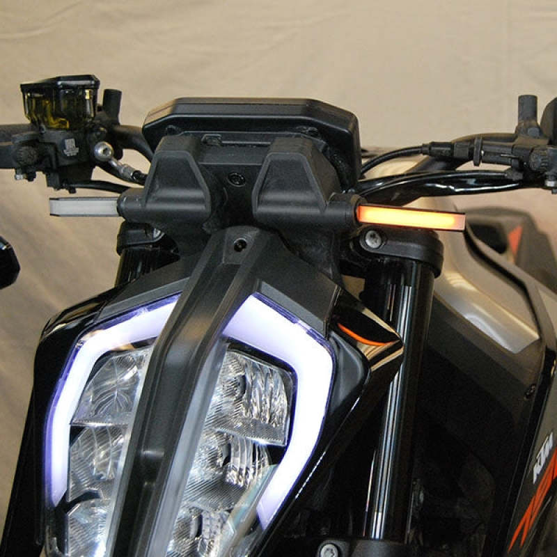 New Rage Cycles 18+ KTM 790 Duke Front Turn Signals - Bright LED Indicators with Black Textured Finish