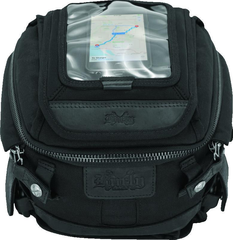 Burly Brand Voyager Black CORDURA Motorcycle Tank and Tail Bag with Pass-Thru Port and Magnetic Map Screen