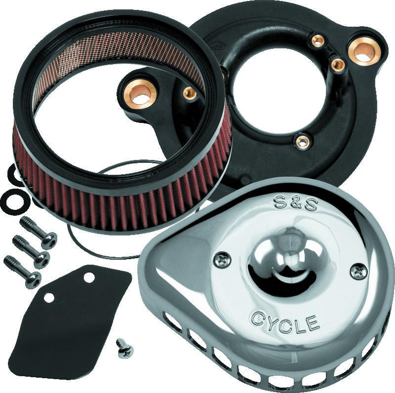 S&S Cycle 2017+ M8 Models Stealth Air Cleaner Kit with Chrome Mini Teardrop Cover