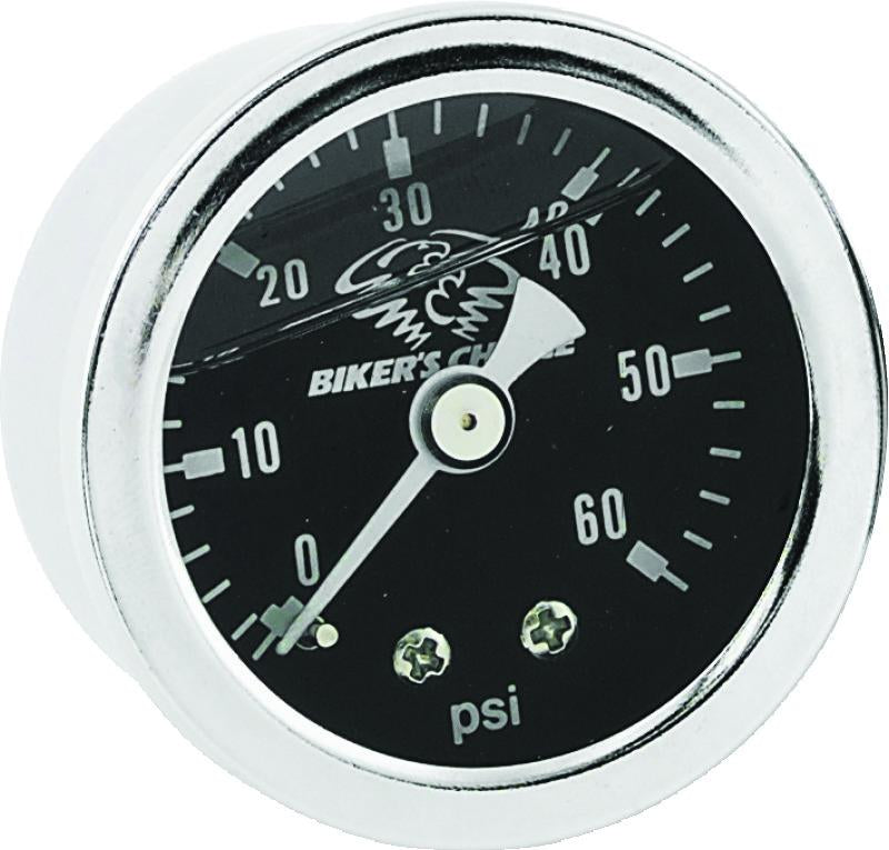 Biker's Choice Black Face Liquid Filled Oil Pressure Gauge 0-60 PSI with Chrome Body