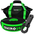 Rhino USA 20 ft Tow Strap and Hitch Receiver Combo - Heavy Duty Recovery Gear