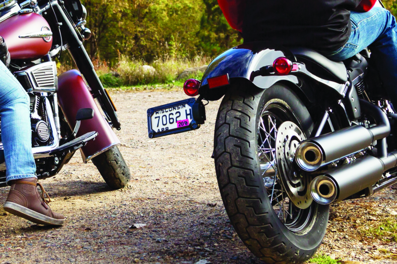 Kuryakyn Nova Side Mount License Plate Frame for Harley Davidson - Gloss Black (Part #3142)