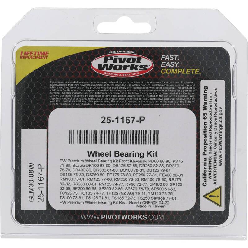 Pivot Works Premium Wheel Bearing Kit for Powersports Vehicles - Part Number 25-1167-P