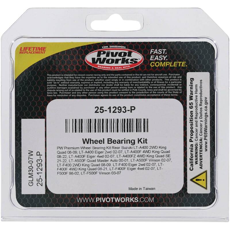 Pivot Works Premium Wheel Bearing Kit Part Number 25-1293-P for Powersports Vehicles