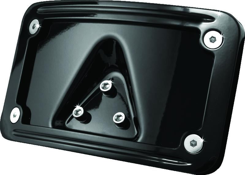 Kuryakyn Curved Laydown License Plate Frame for Honda VTX1800 Models - Gloss Black Part 3148