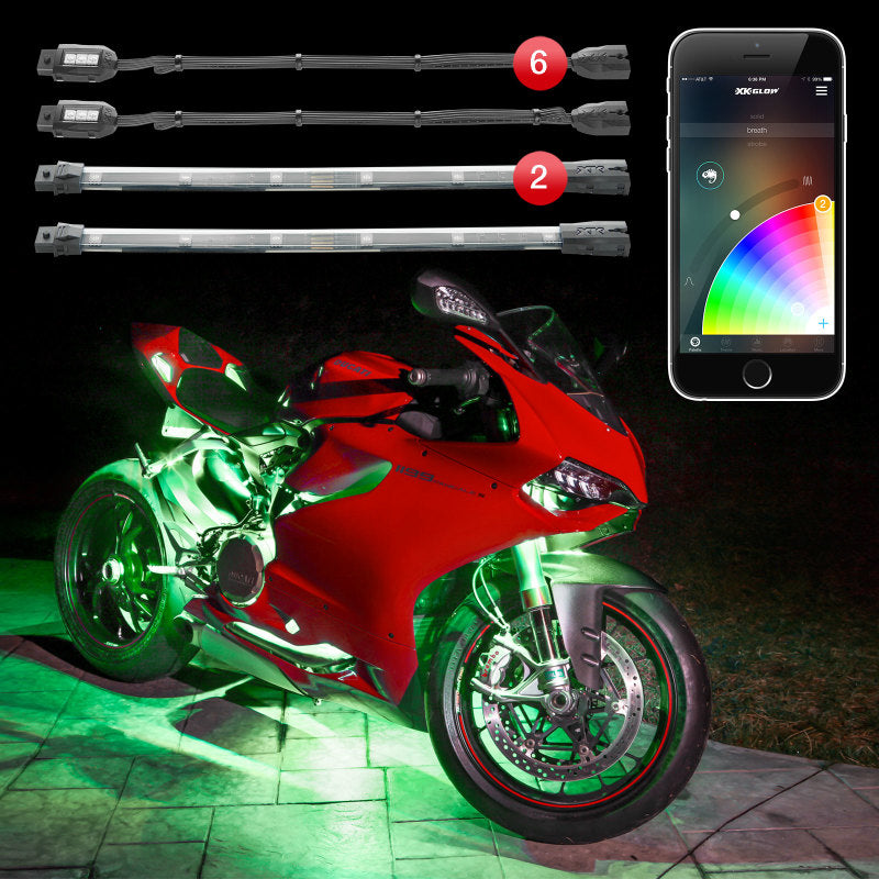 XKGLOW XKCHROME LED Accent Light Kit for Motorcycle and ATV with Smartphone App Control