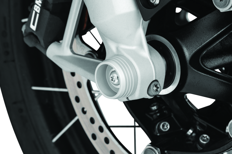 Kuryakyn Lodestar Front Axle Sliders for BMW R1200GS and R1200RT - Silver