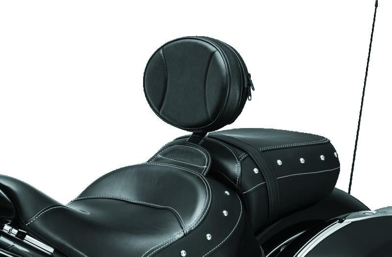 Kuryakyn Plug-N-Go Driver Backrest 14-Up Indian Black Pad with Chrome Mounting Bracket