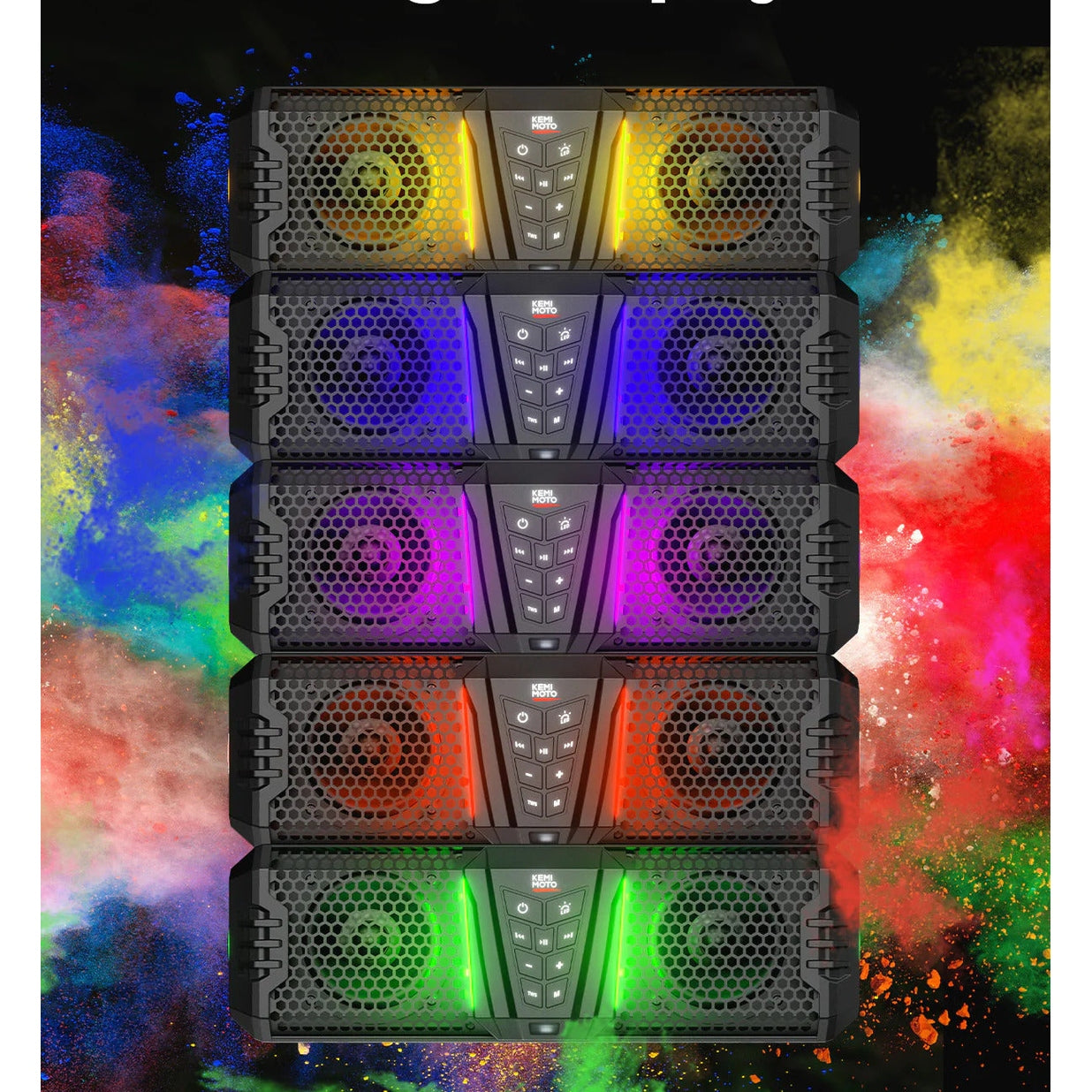 Kemimoto UTV Golf Cart Marine Boat Midnight 40 16'' RGB Bluetooth Sound Bar