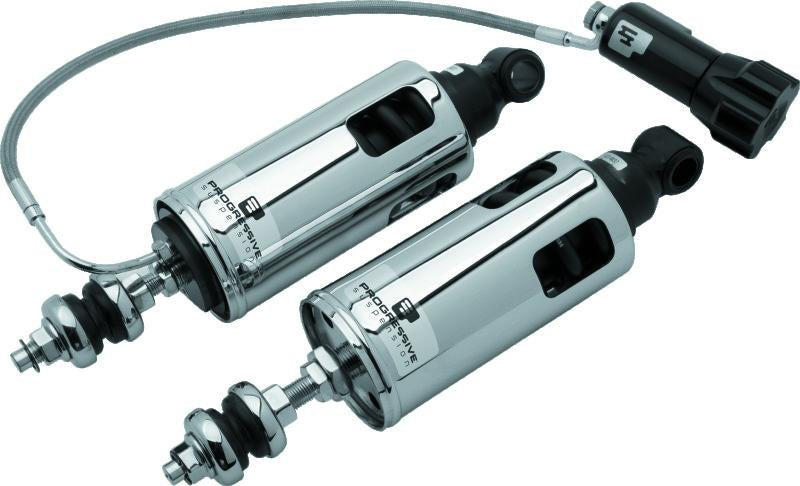 Progressive 00-17 Harley-Davidson Softail 422 Series Shocks with Remote Adjustable Preload - Chrome