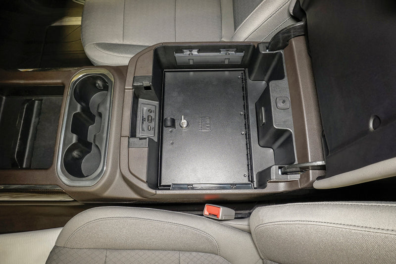 Tuffy Products Console Safe with Combo Lock for Chevrolet Silverado and GMC Sierra Flow-Thru Console (Black) - Part #356-01-A