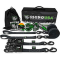 Rhino USA Heavy Duty Ratchet Tie-Downs 2-Pack – 1.6 Inch x 8 Feet, Black