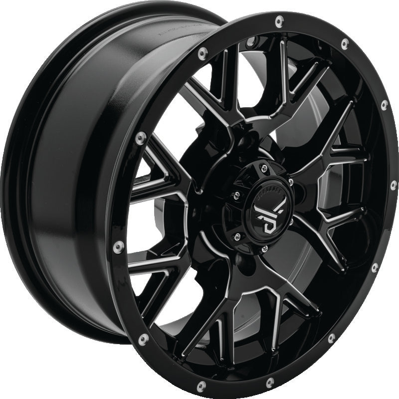QuadBoss Barbwire 14x7 Wheel with 5+2 Offset - Black/Milled Finish, 4x110 Bolt Pattern