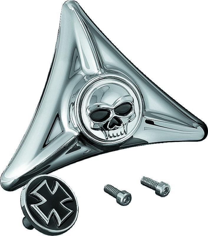 Kuryakyn License Plate Mounting Hole Covers with Zombie Chrome Emblems – Fits Harley-Davidson Models