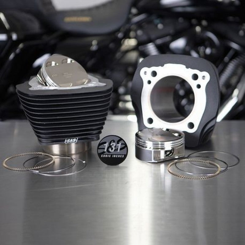 S&S Cycle 2007+ BT Big Bore Kit with 4.25-inch Bore for Milwaukee Eight Engines - Wrinkle Black Finish
