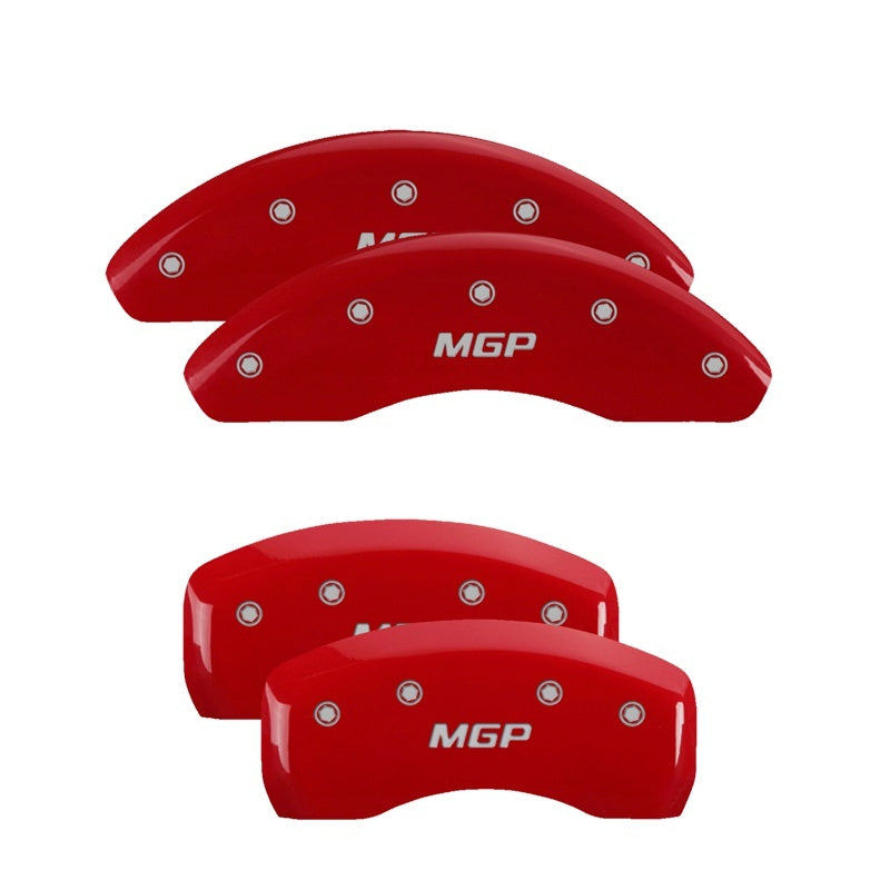 MGP 4 Caliper Covers for 2018-2024 Toyota Camry with Red Finish and Silver Engraving