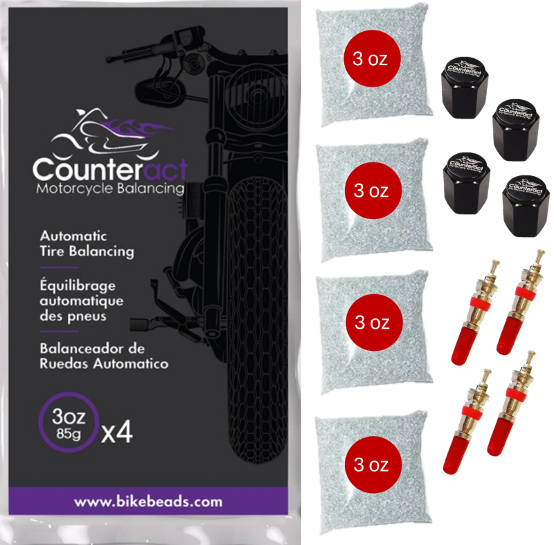 Counteract Motorcycle Balancing Beads Shop Pack (4) 3oz Bags by Counteract – Improve Tire Balance and Ride Quality