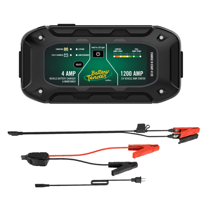 Battery Tender Charge N Start 4120 1200A Jump Starter and 4A Battery Charger for Powersports