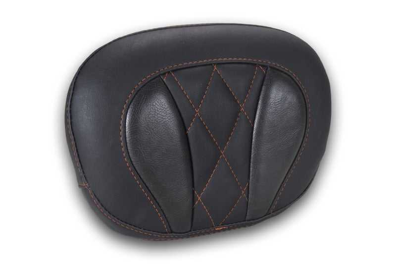 Mustang Motorcycle Deluxe Diamond Touring Sissy Bar Pad with Mandarin Orange Stitching
