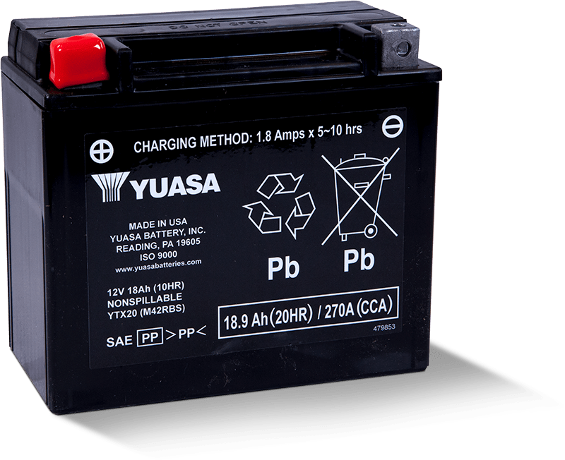 Yuasa YTX20 Maintenance Free AGM 12-Volt Powersports Battery