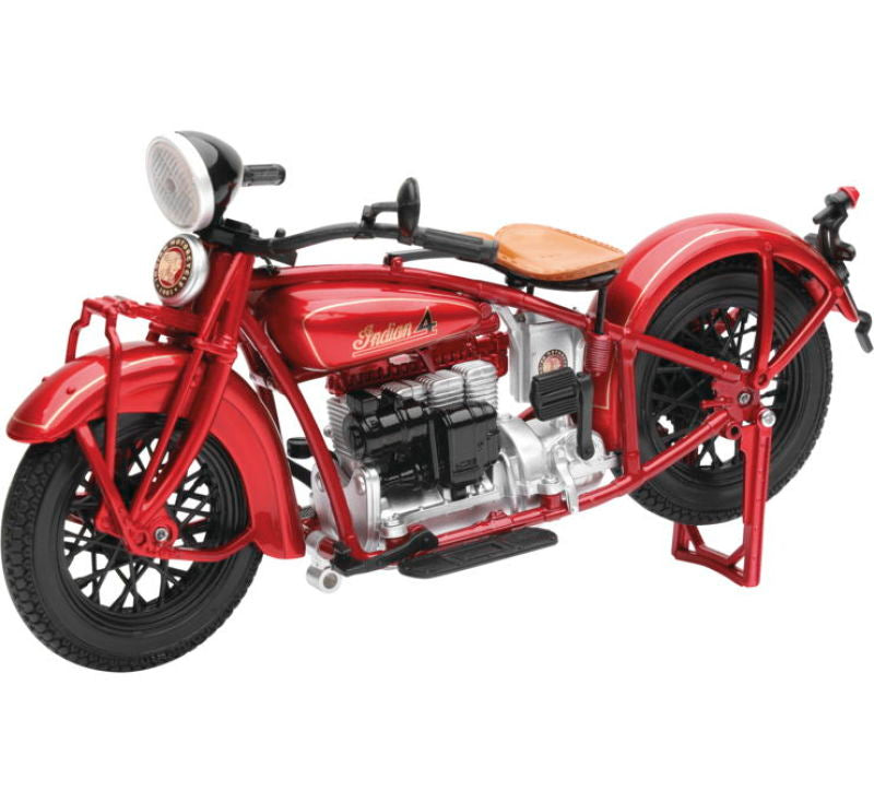 New Ray Toys 1930 Indian 4 Motorcycle Model - 1:12 Scale, Red