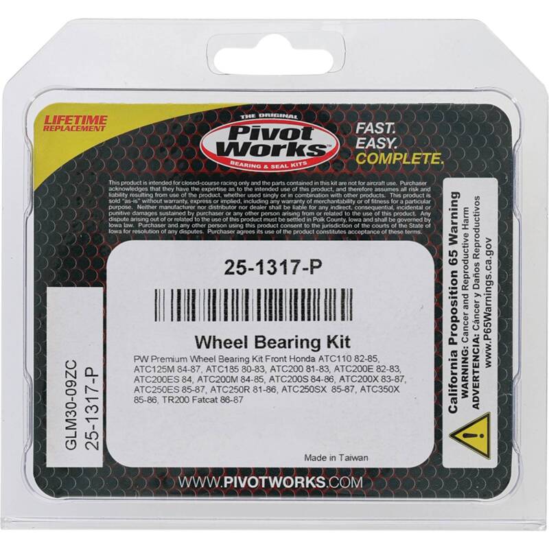 Pivot Works Premium Wheel Bearing Kit for Honda ATC Models - Part Number 25-1317-P