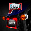 XKGLOW Motorcycle License Plate Frame with LED Lights and Turn Signal - Black