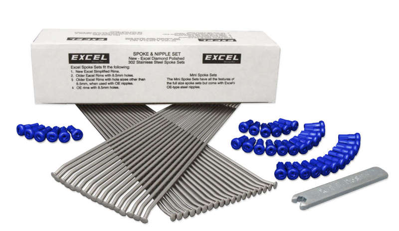 Excel XS9-11207B Front Spoke and Blue Nipple Set for Powersports Vehicles