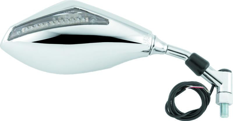 BikeMaster Universal Mirror with Integrated LED Turn Signals - Chrome, 10mm Mount - Pair