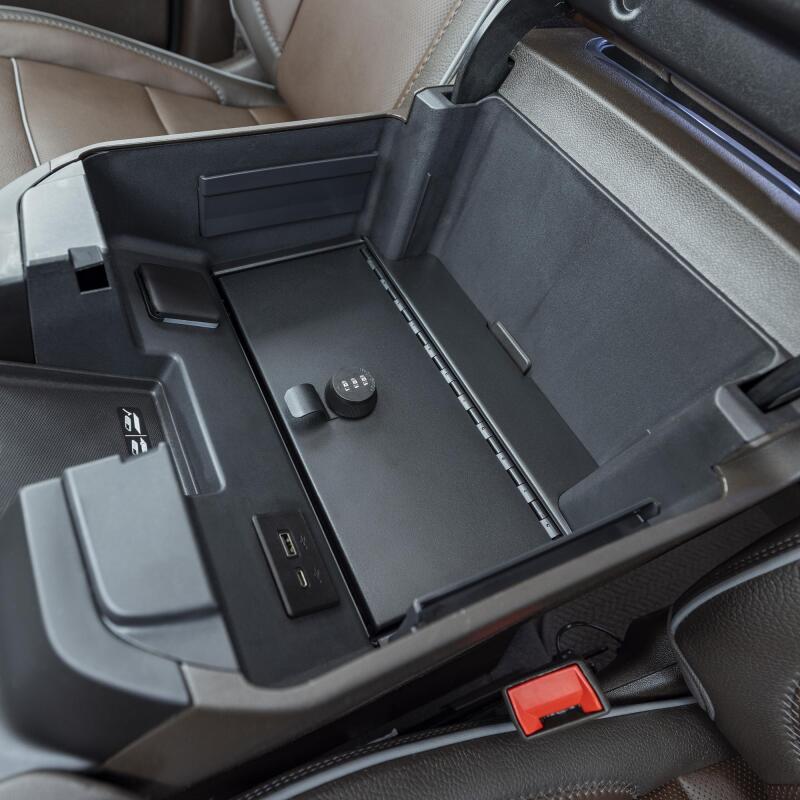 Tuffy Products Console Safe with Combo Lock for Chevy Silverado Crew Cab with Wireless Charging Pad (2021-2024)