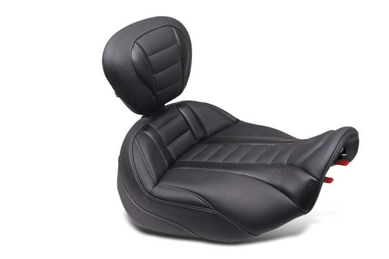 Mustang Motorcycle 89401 Deluxe Touring Solo Seat with Driver Backrest for 2023-2024 Harley-Davidson CVO Road Glide and Street Glide