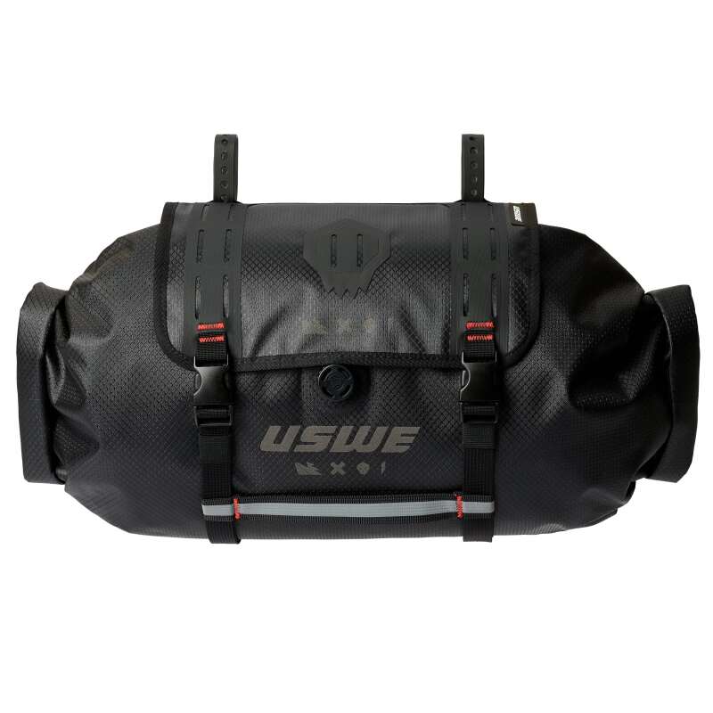USWE Handlebar Roll-Top Bag with Holster – 9L Capacity, Black