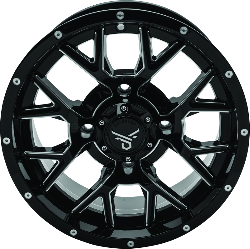 QuadBoss Barbwire 14x7 Wheel - 4+3 Offset, 4x156 Bolt Pattern, Black Milled Finish