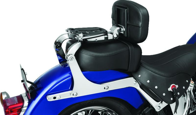 Kuryakyn Fixed Mounts for Multi-Purpose Backrest Chrome – Versatile Passenger and Luggage Rack System for Harley Davidson Softail Models